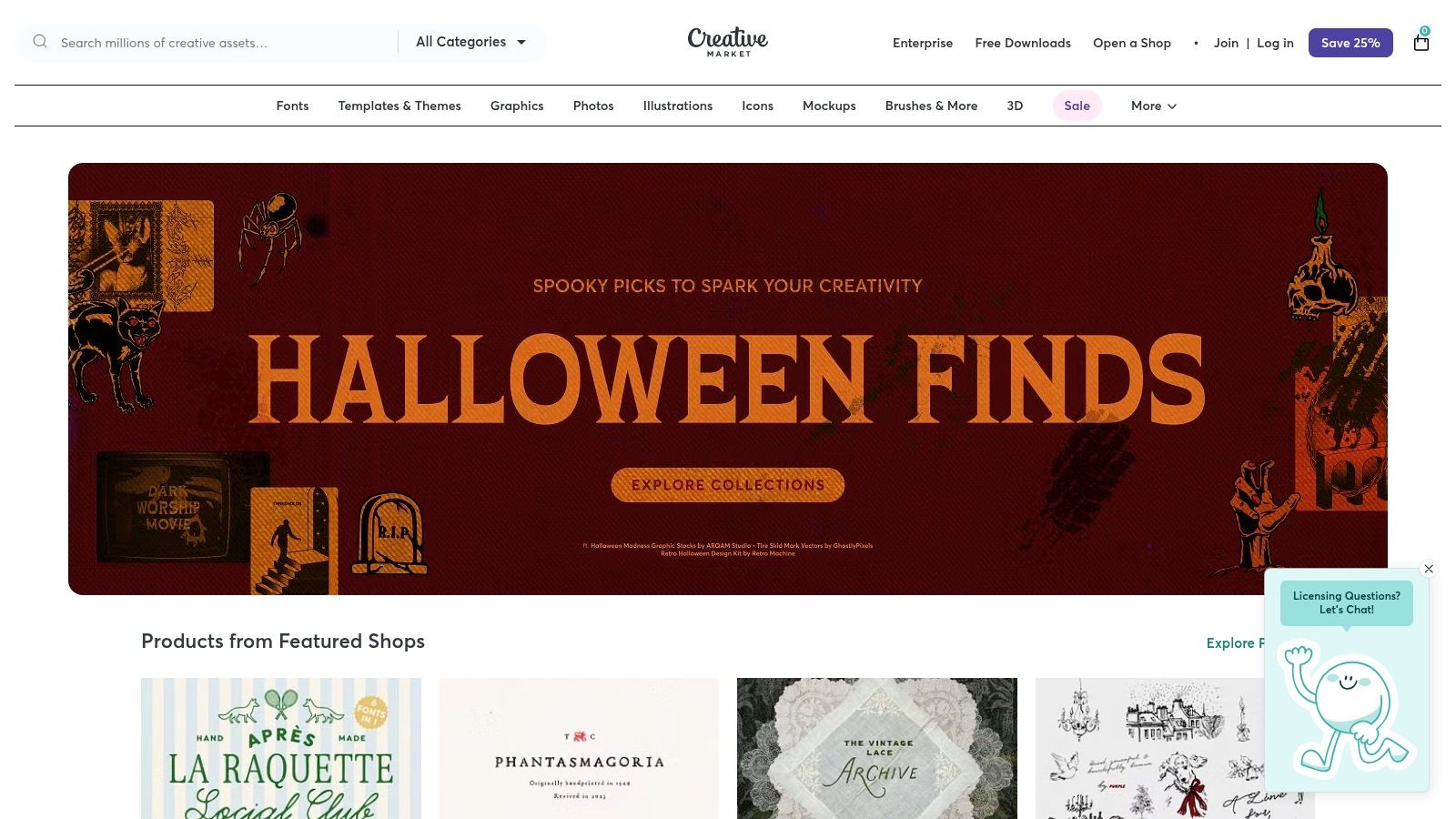 A screenshot of the Creative Market website showcasing various portfolio templates available for purchase.