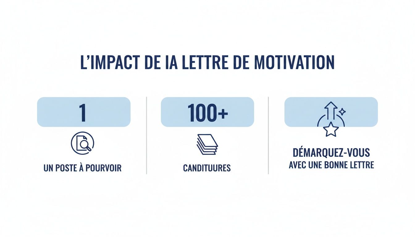 Infographie montrant l'impact d'une lettre de motivation pour se démarquer parmi plus de 100 candidatures pour un poste.