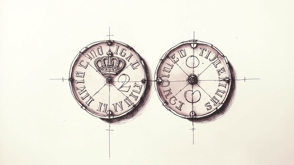 An off-centre strike 1948 one shilling coin showing a significant minting error