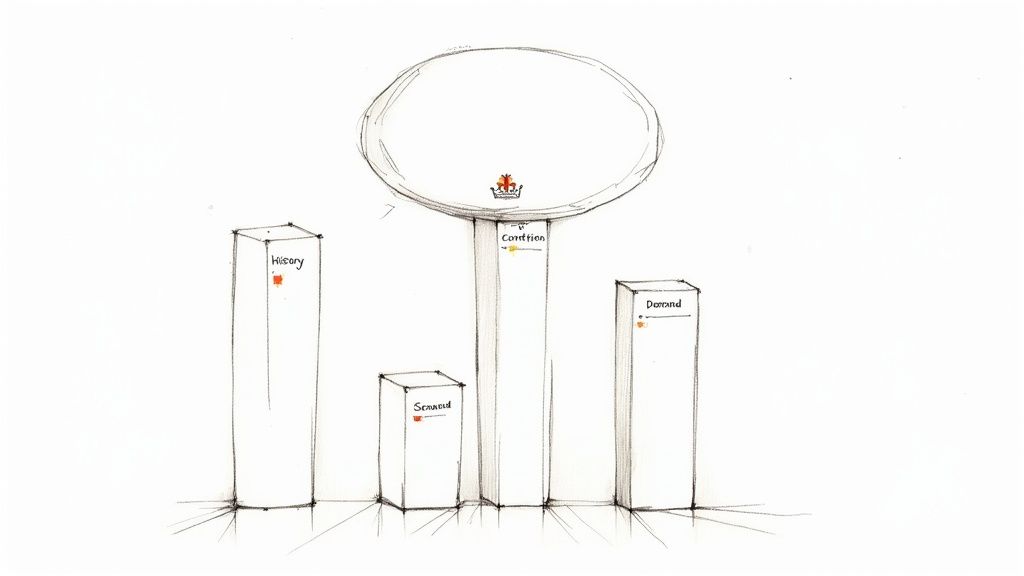 A collection of old UK coins spread out on a wooden surface, showing various monarchs and denominations.