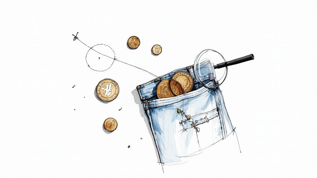 A collection of various UK pound coins spread out, showcasing different designs.