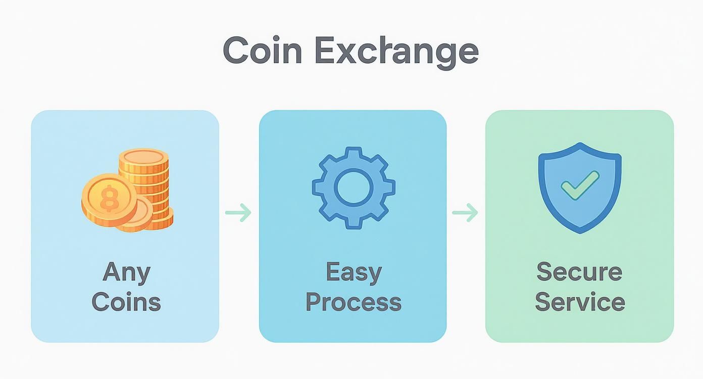Infographic about coin for cash exchange