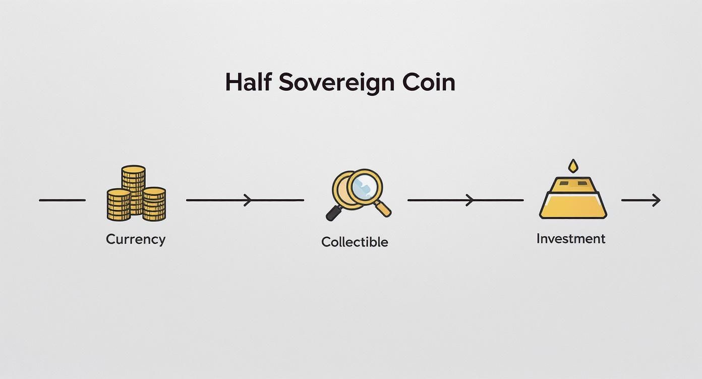 Infographic about half sovereign coin