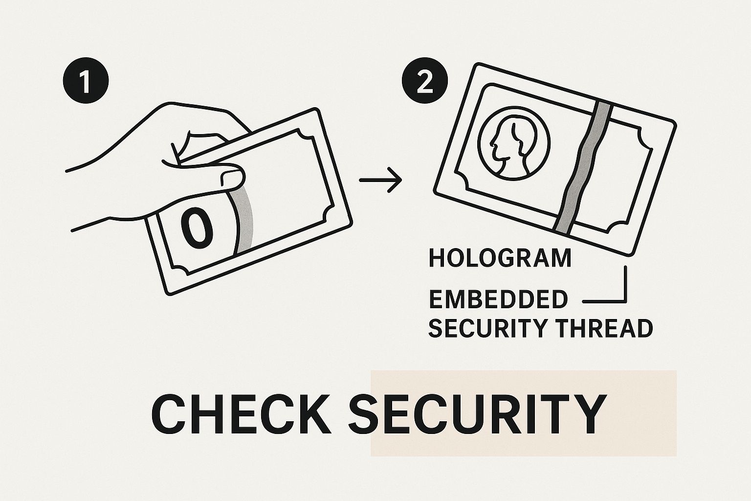 Infographic about how to identify fake currency