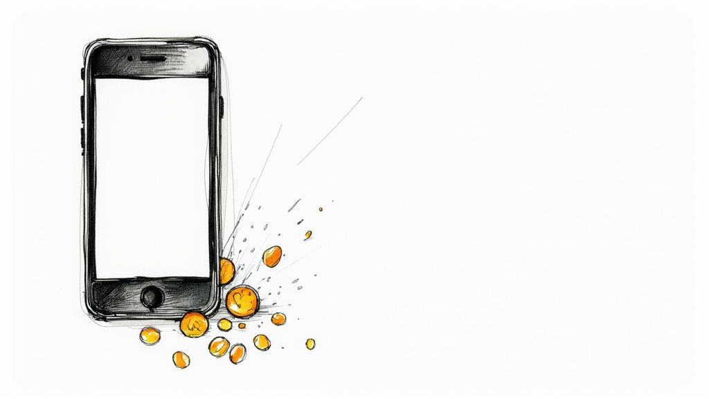 A calculator and a stack of various foreign currencies on a desk, representing the final valuation process.