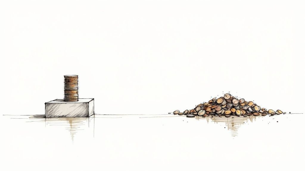 A valuable proof coin displayed on a velvet cushion, highlighting its rarity and worth.