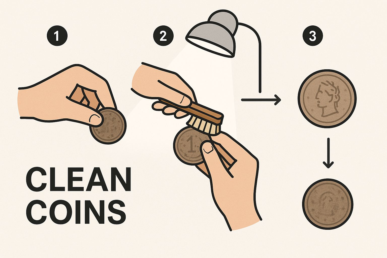 Infographic about cleaning old coins