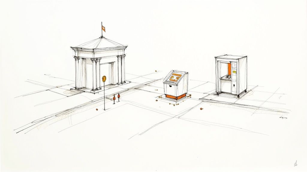 A person's hands sorting through a large pile of mixed foreign coins and notes.