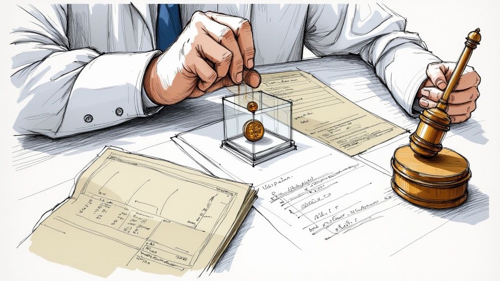 A close-up of a professionally graded and slabbed coin, highlighting its mint state and authentication details.