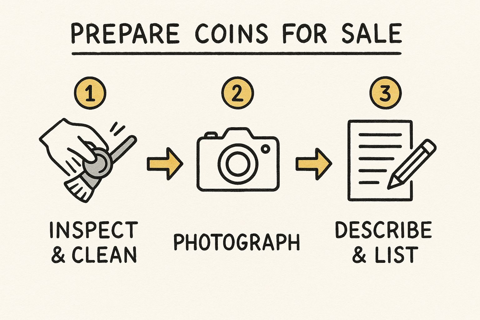 Infographic about how to sell old coins