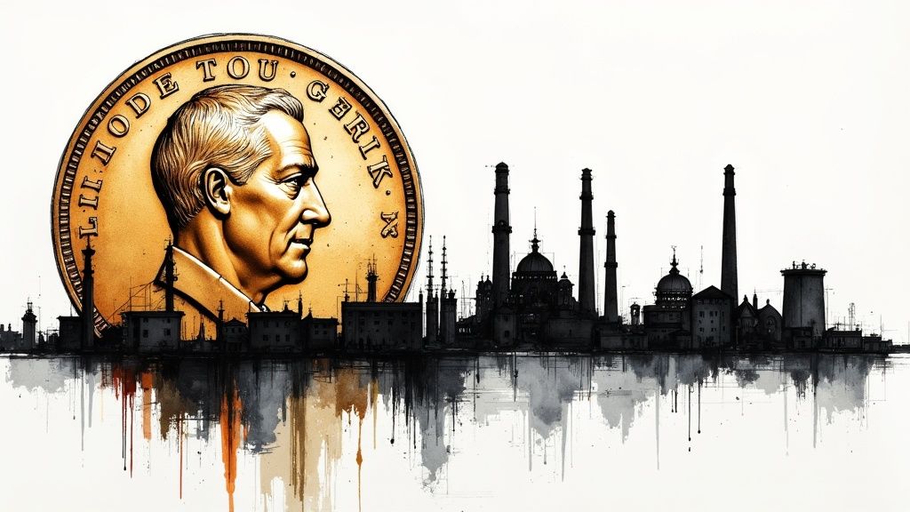 King George VI's portrait on a 1948 one shilling coin, representing post-war Britain