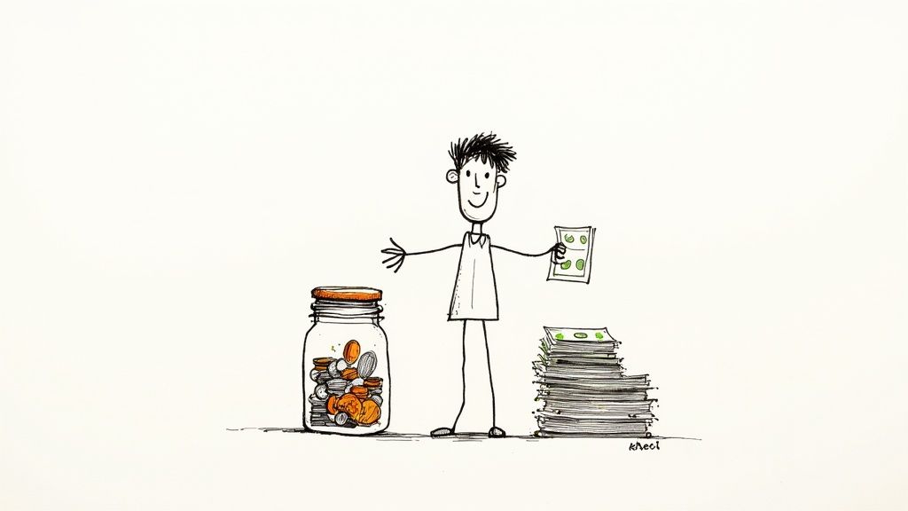 A colourful pile of various foreign coins and banknotes from around the world