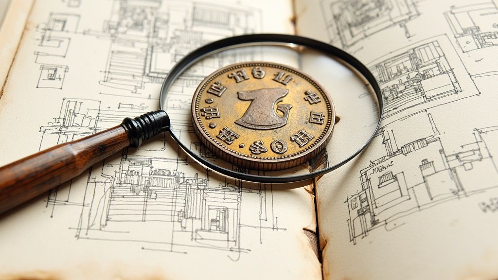 A large pile of unsorted foreign coins from various countries and eras, spilling out of a jar.