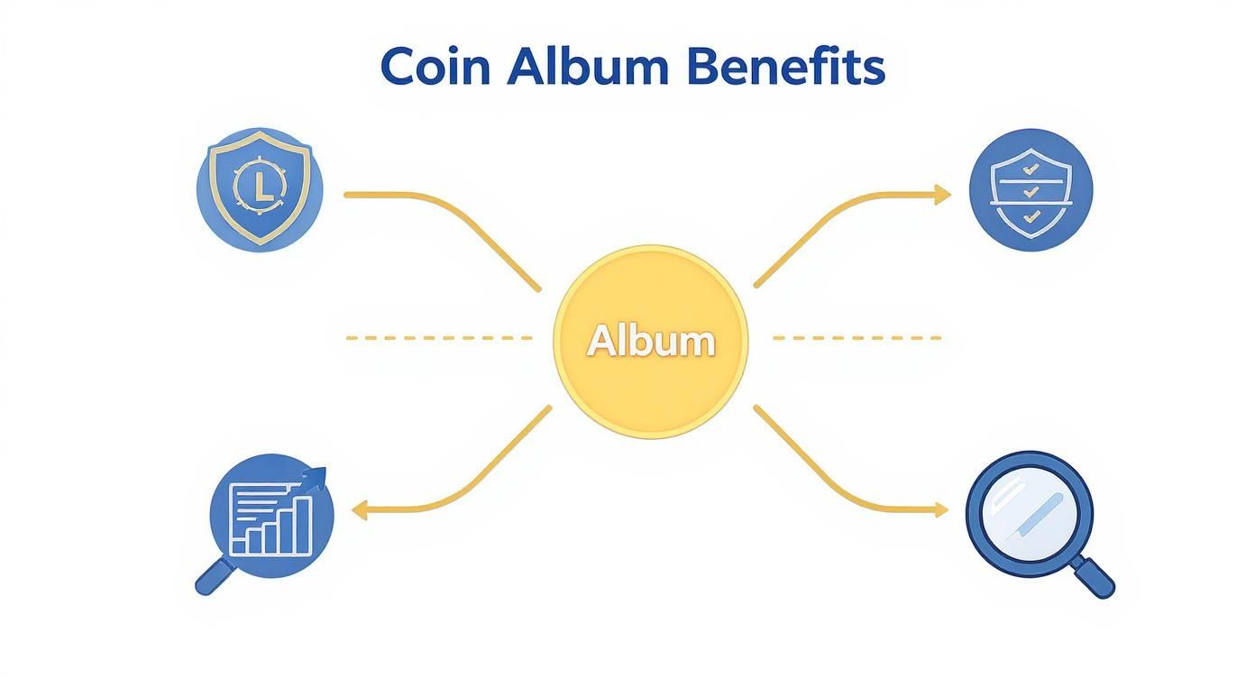 Infographic about coin collectors album