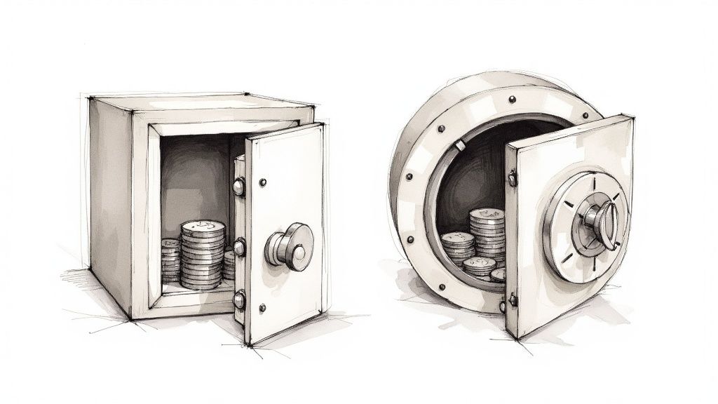 A secure home safe storing silver bullion coins.