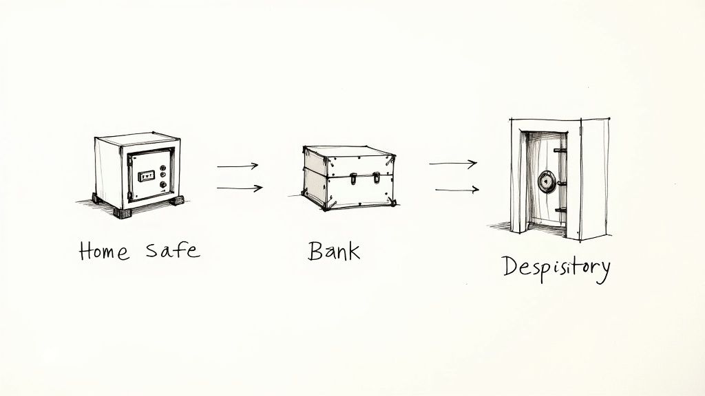 A person's hand opening a secure home safe