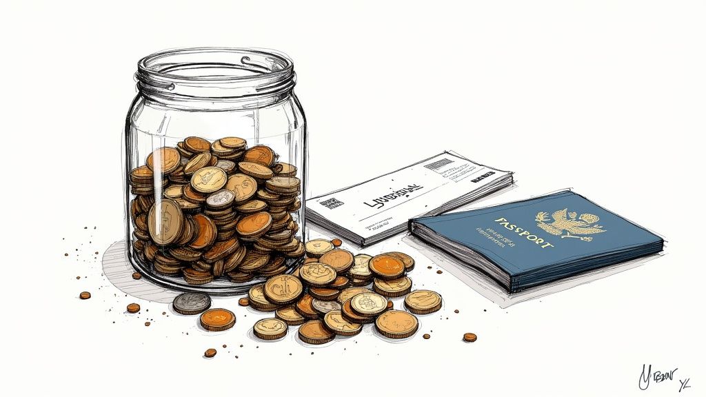 A large pile of mixed foreign coins and banknotes from various countries, signifying found money.