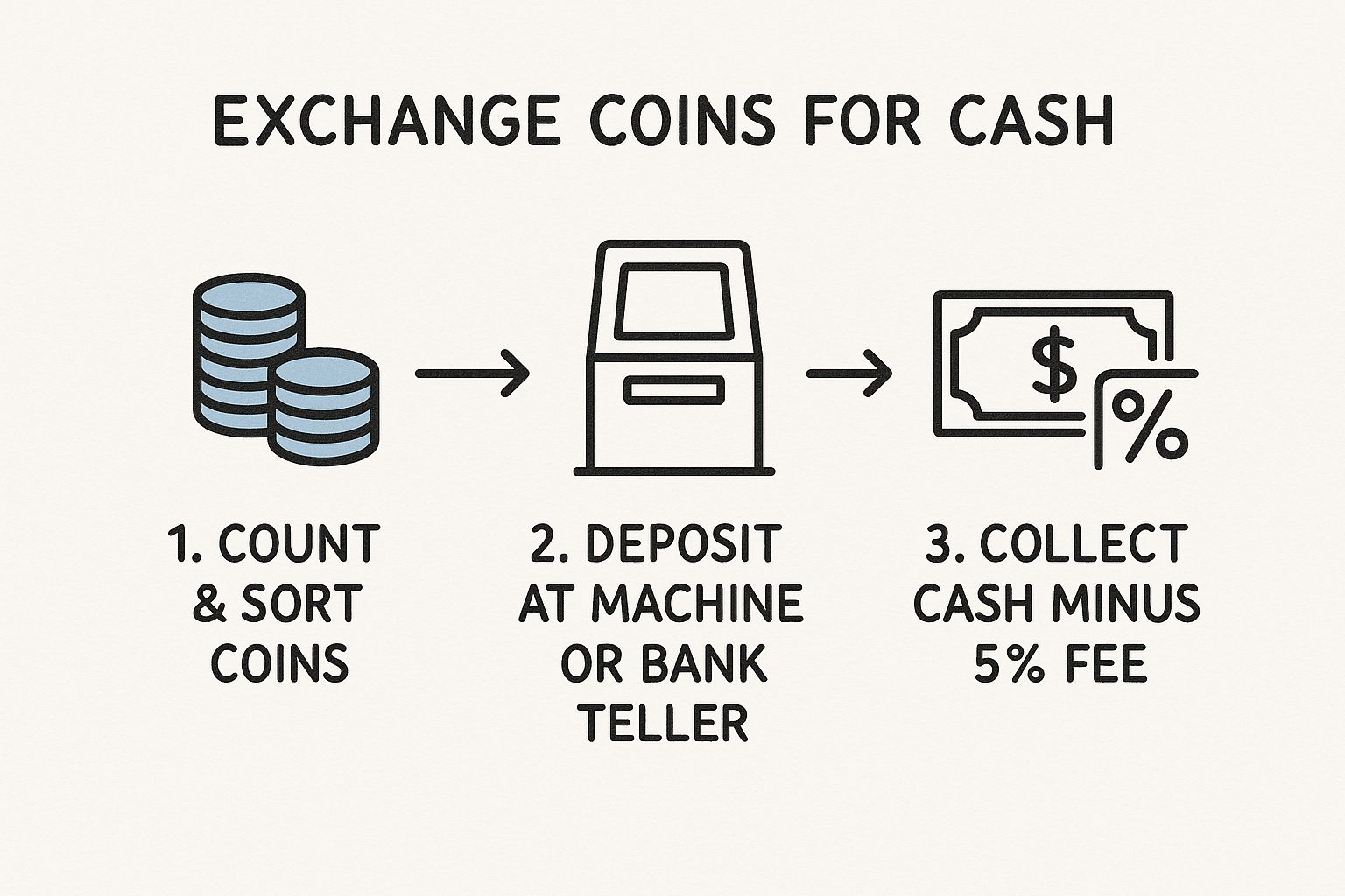 Infographic about coin exchange for cash
