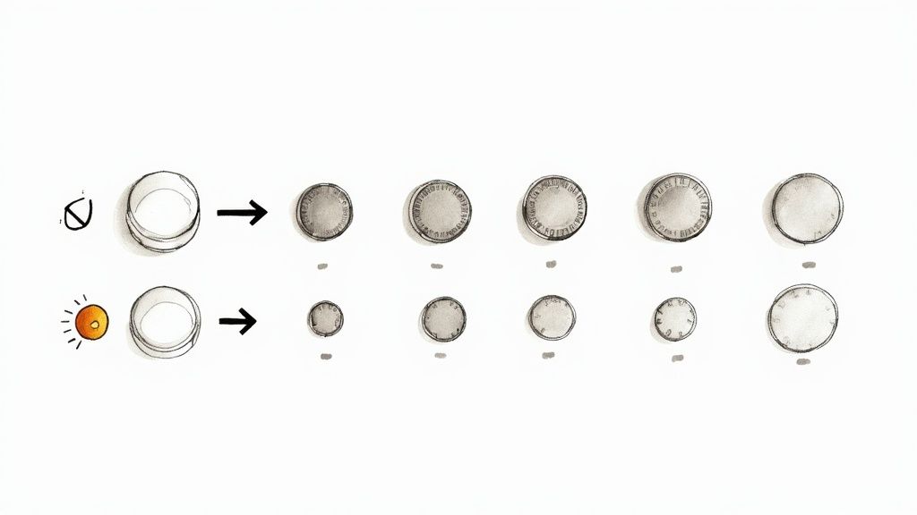 Comparison showing coin growth progression in petri dishes with and without light exposure