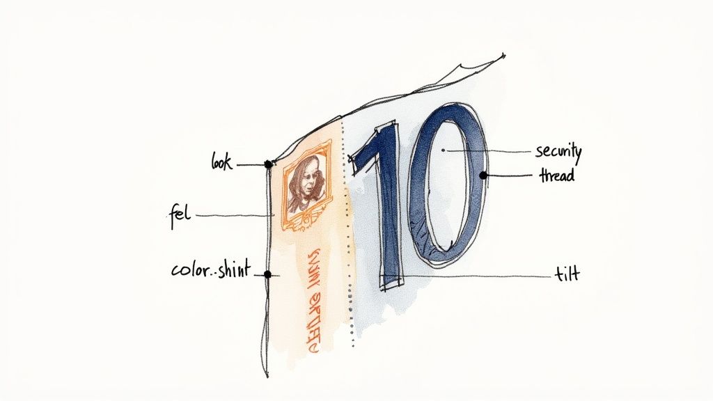 A close-up of a Thai baht note being held up to the light, showing the watermark.