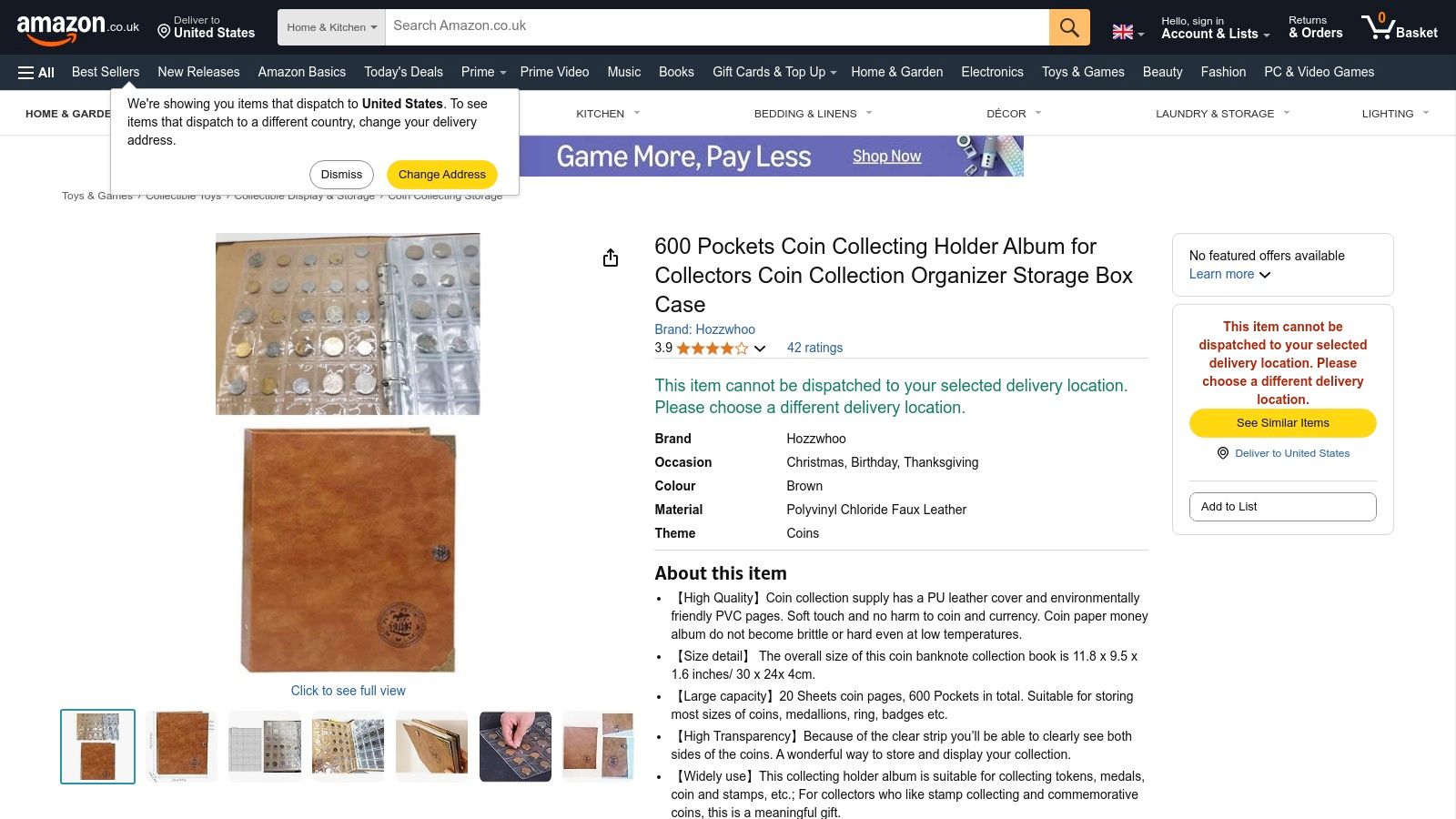 Amazon UK – Hozzwhoo Coin Collecting Holder Album