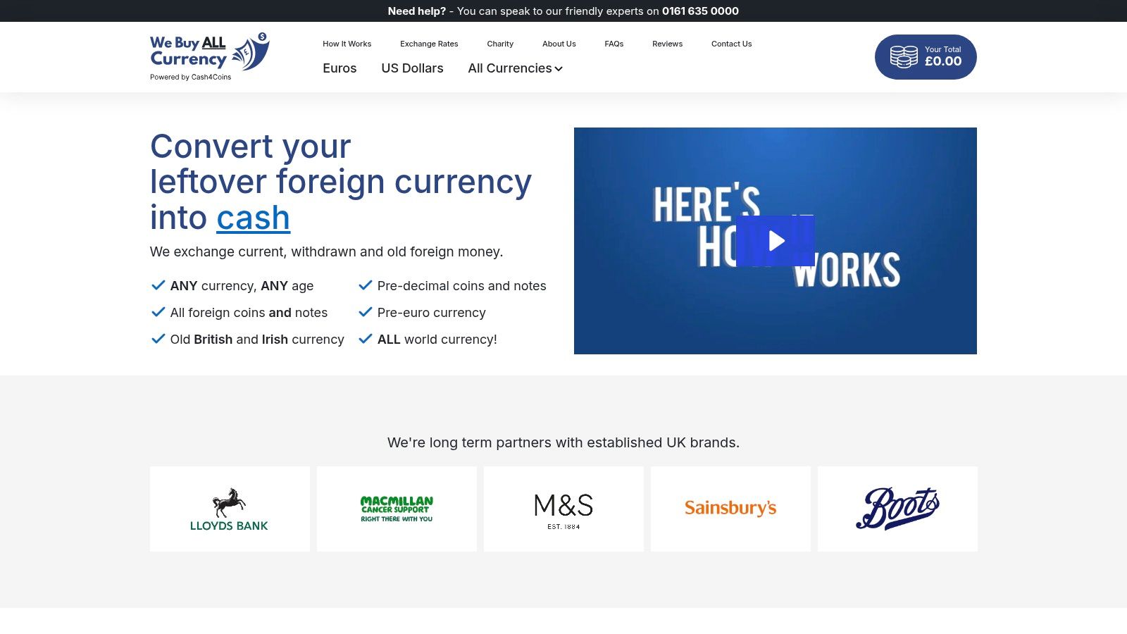 We Buy All Currency website homepage showing their simple three-step process.