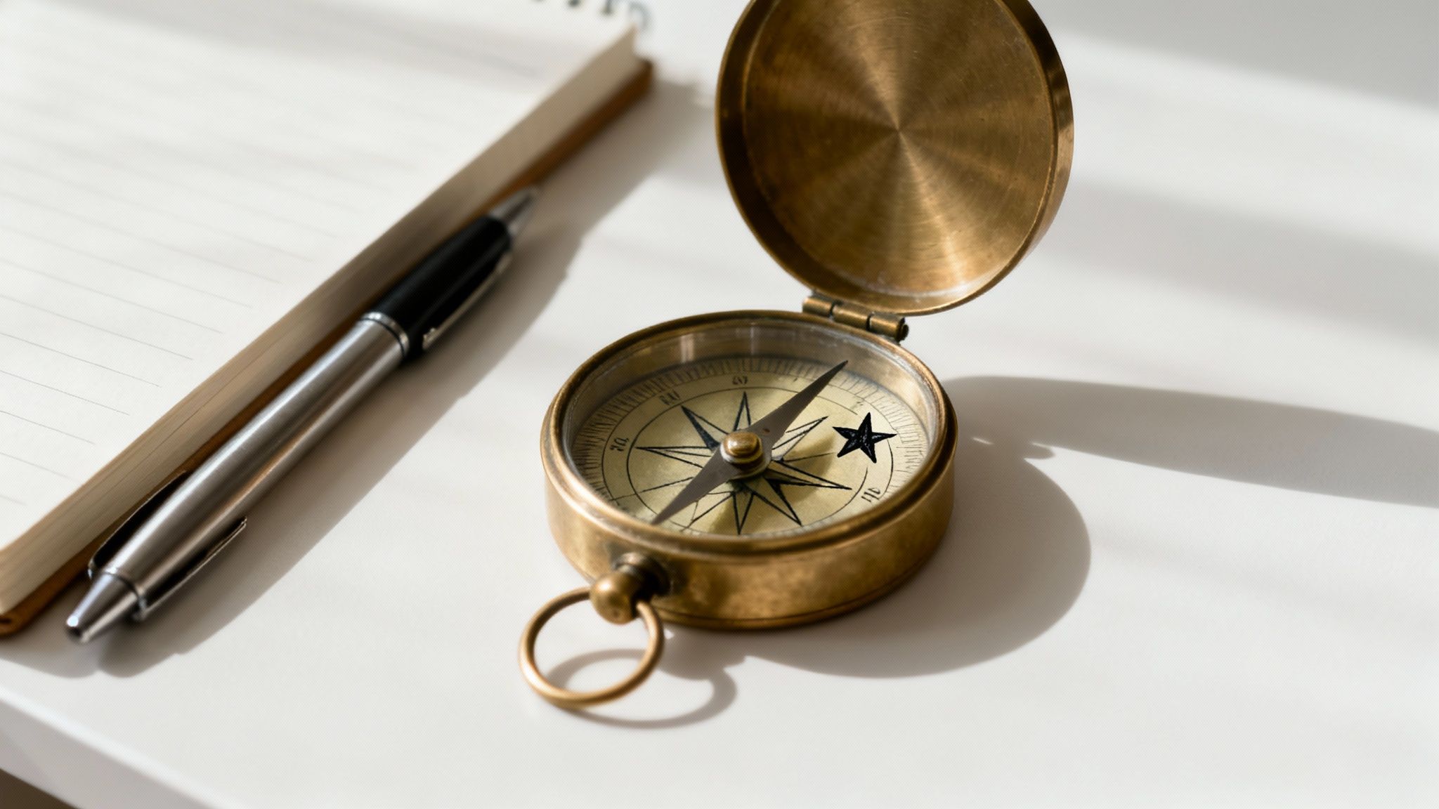 A bridge connecting a cloudy, abstract idea on one side to a clear, detailed city on the other, symbolizing the link between vision and action.