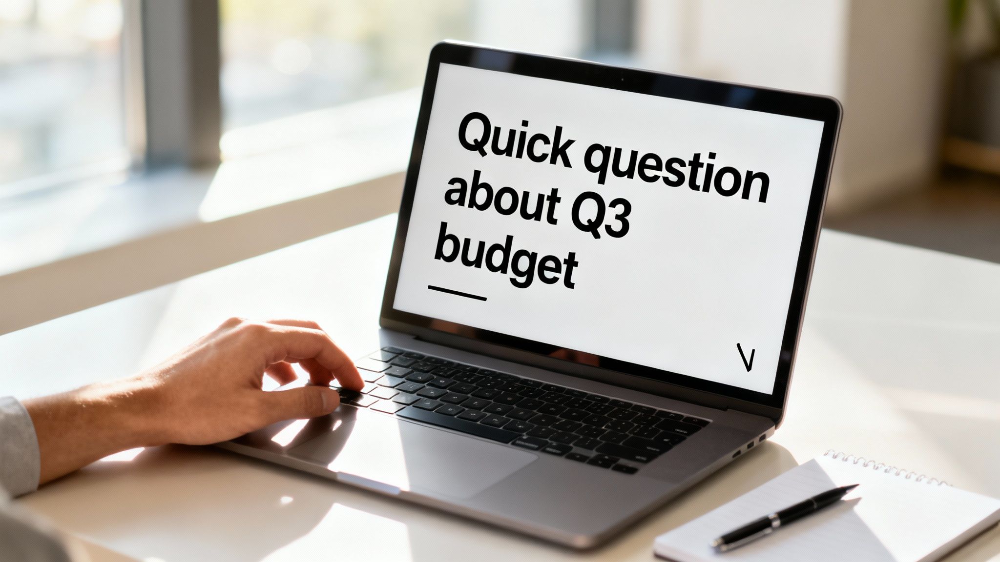 A close-up of an email inbox on a screen, with one subject line highlighted.