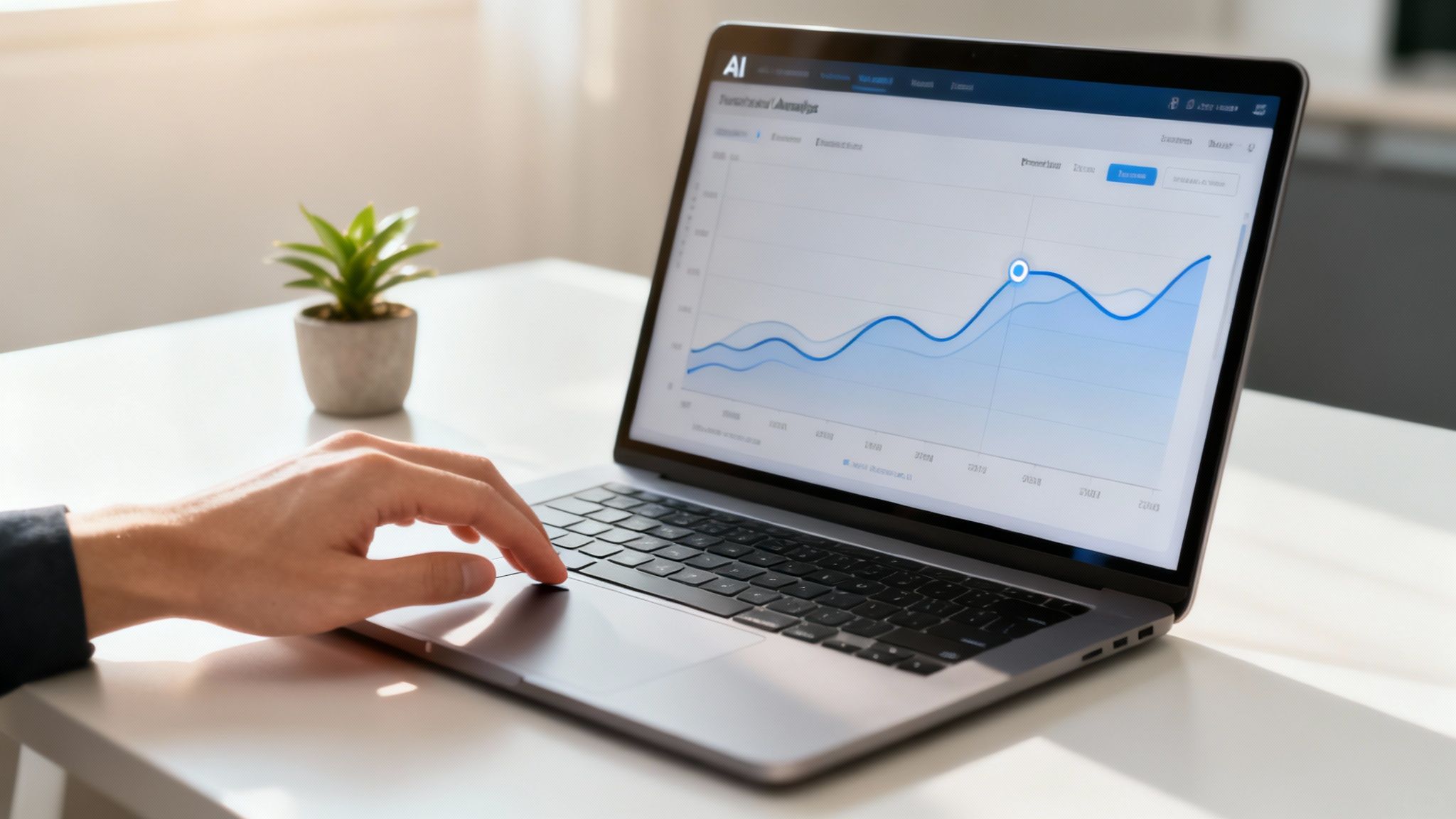 An abstract image representing AI and data analysis, with glowing nodes and connecting lines.