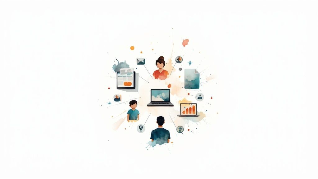 A visually organized digital workspace, representing a creative workflow platform.