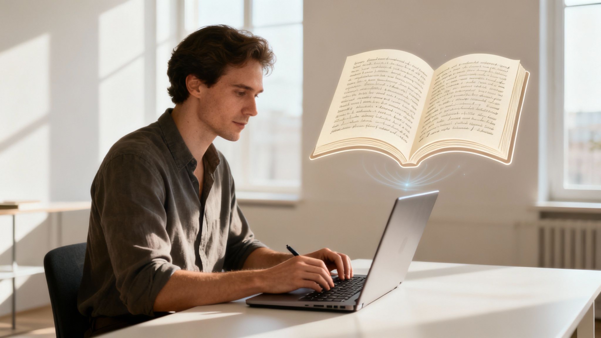 A storyteller captivating an audience around a campfire, illustrating how to write engaging content.