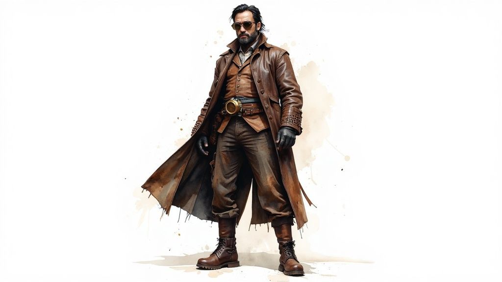 A collection of AI-generated character concept art, showing diverse styles from fantasy warriors to sci-fi heroes, highlighting detailed costumes and expressive poses.