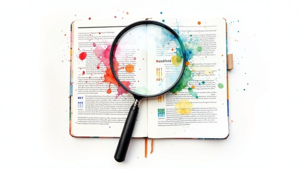 Infographic showing the three key steps of content analysis: defining units, developing categories, and coding/analyzing.