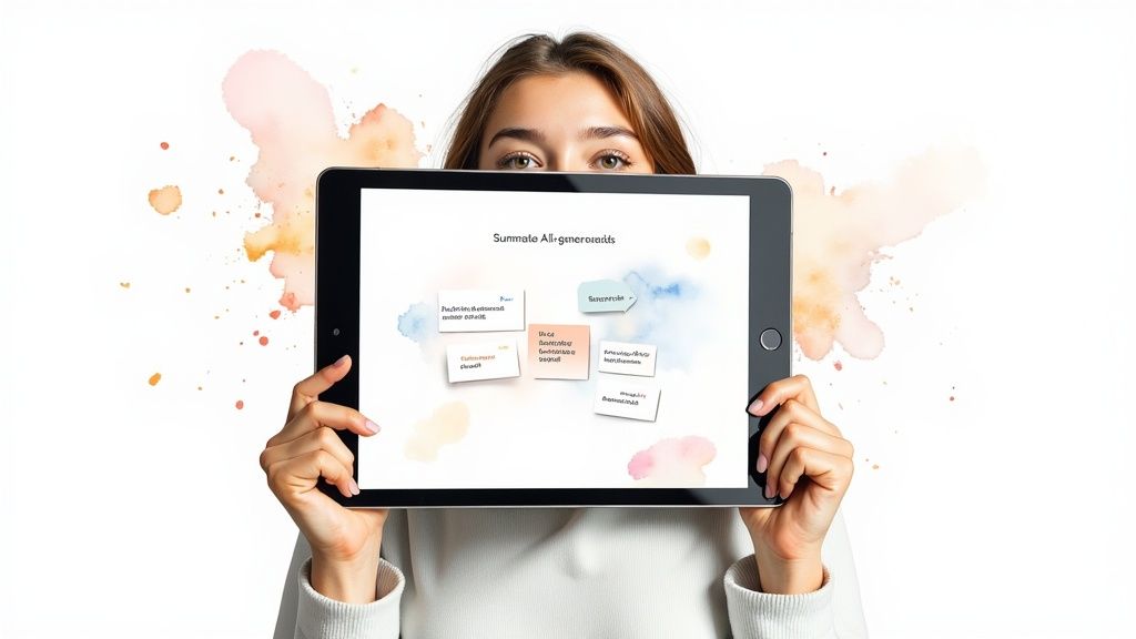 A student using Zemith's AI tools on a laptop in a modern study environment.