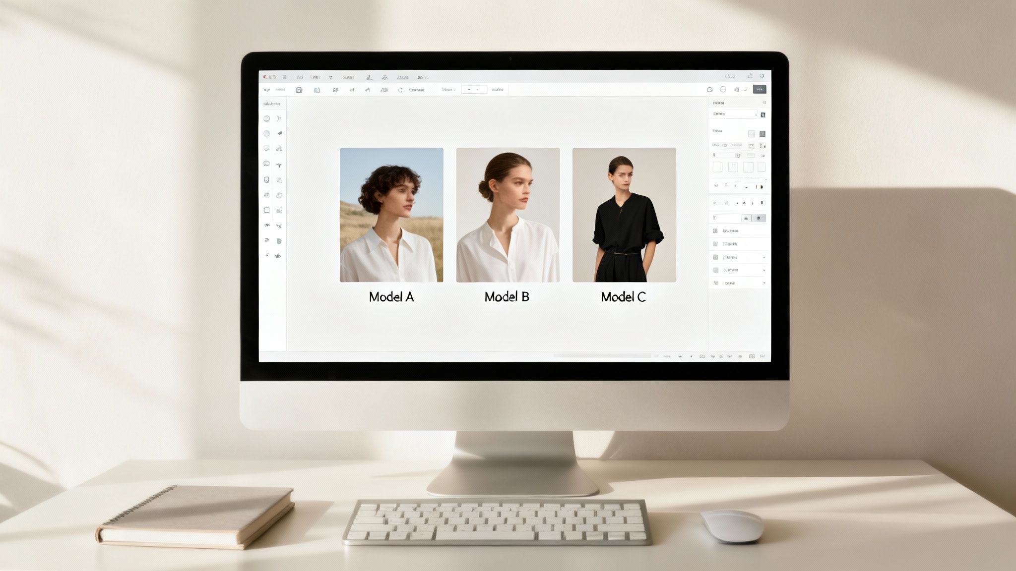 Person looking thoughtfully at a computer screen with AI-generated art.