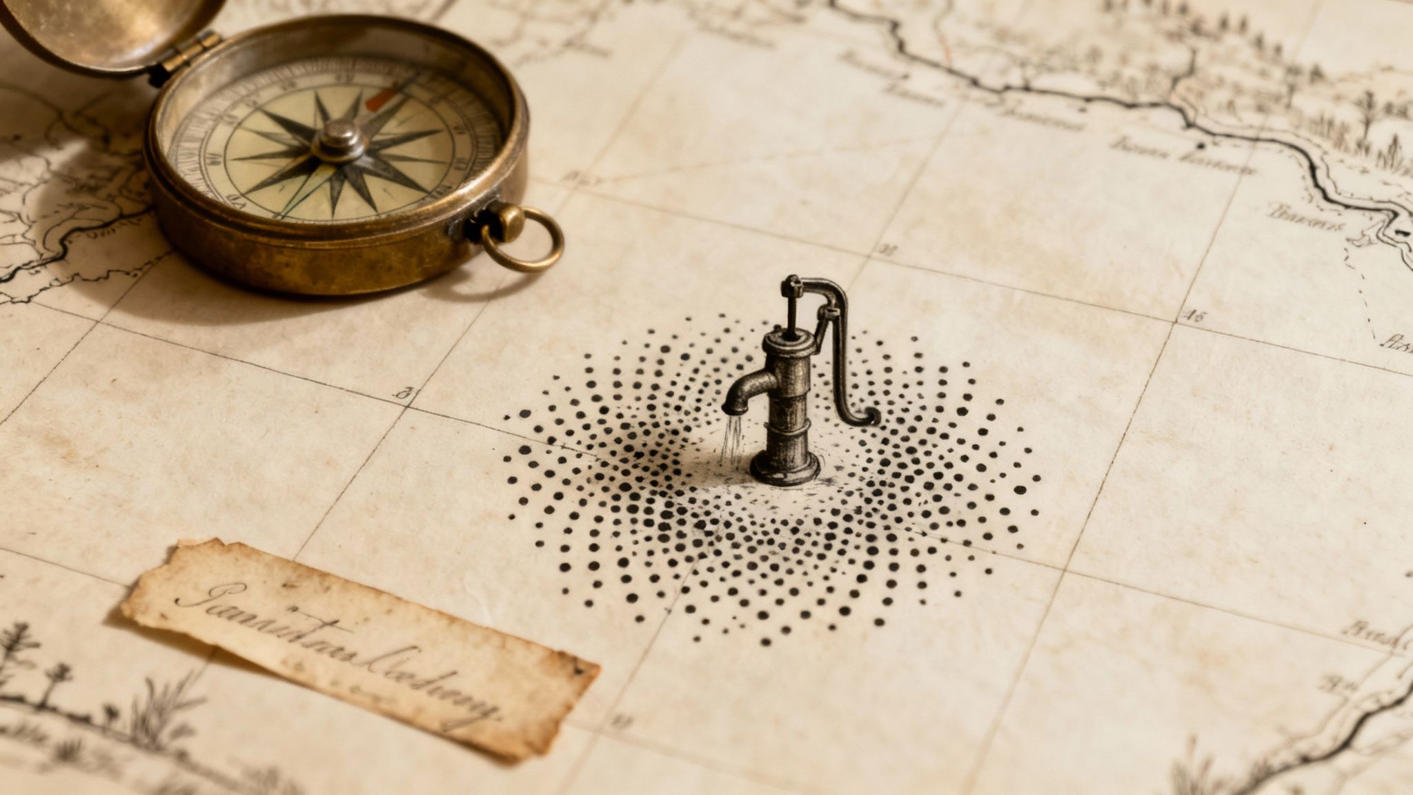 Old historical map showing data visualization of a cholera outbreak