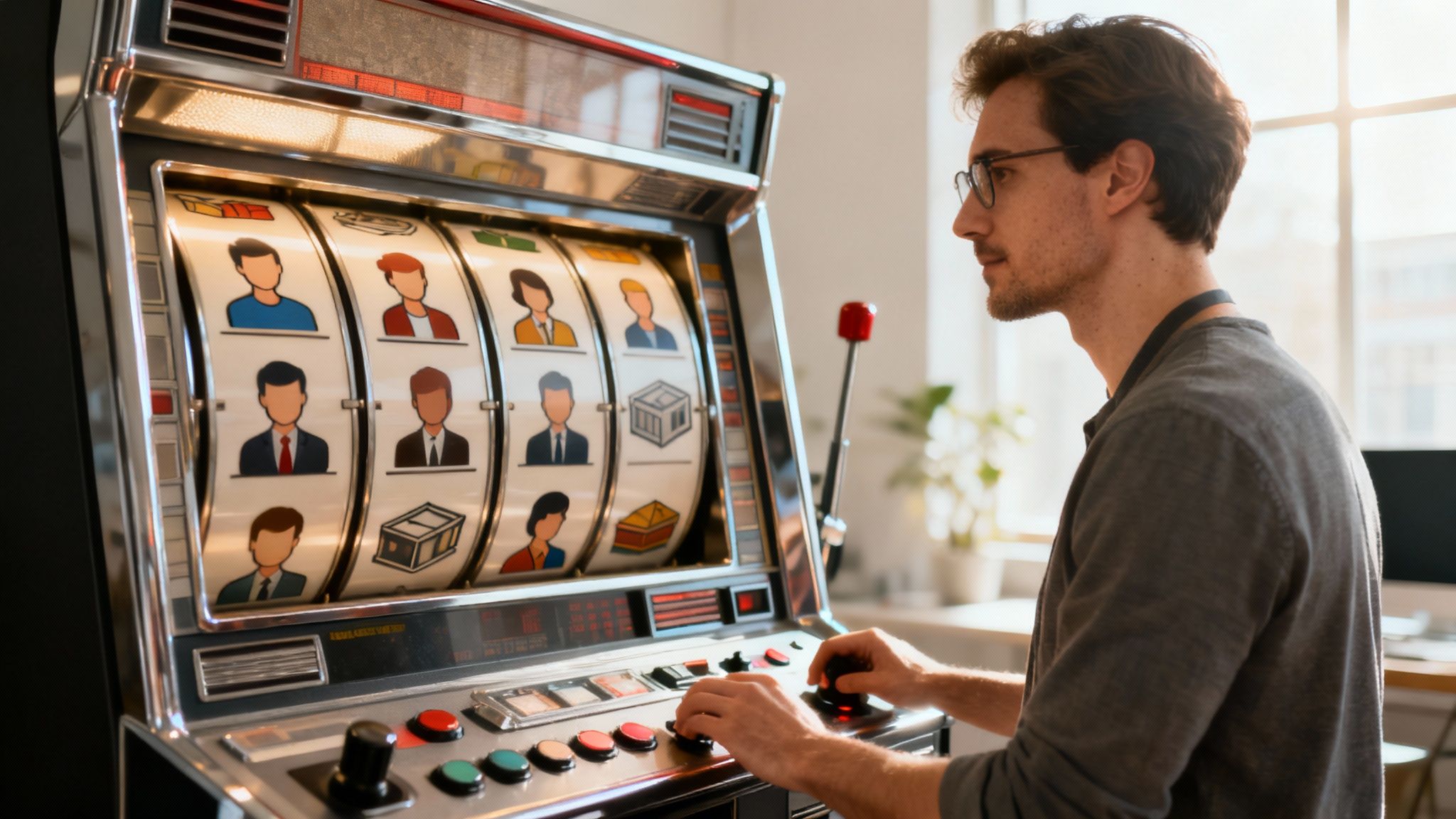A team collaborating on user research insights using sticky notes on a whiteboard.