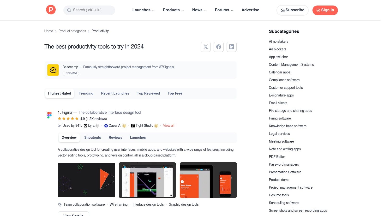 Product Hunt – Productivity and AI tool discovery