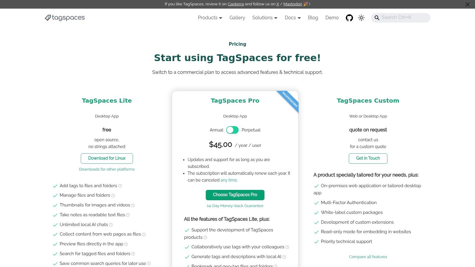 TagSpaces (Windows, macOS, Linux)
