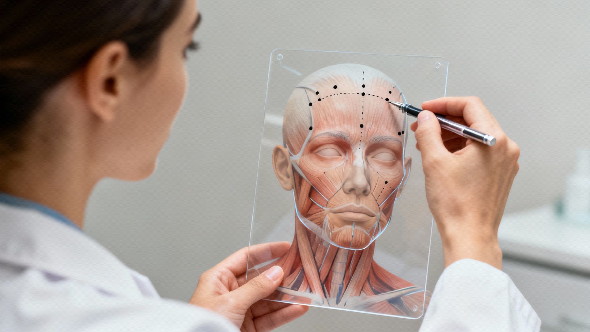 Botox-hoidon vaikutusalueet kasvoilla