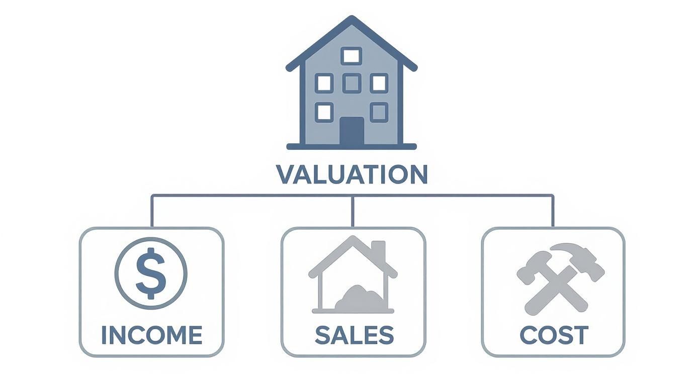 Infographic about valuation approaches in real estate