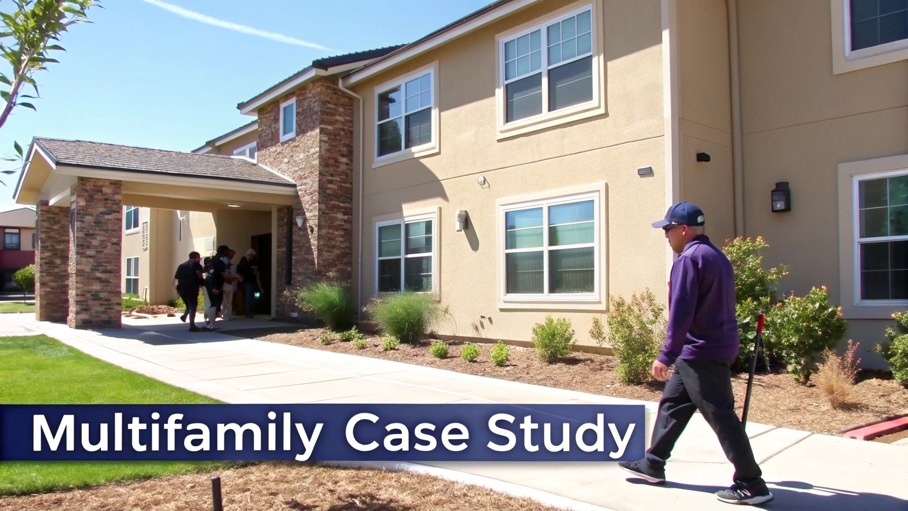 A modern multifamily apartment complex with updated amenities and landscaping.