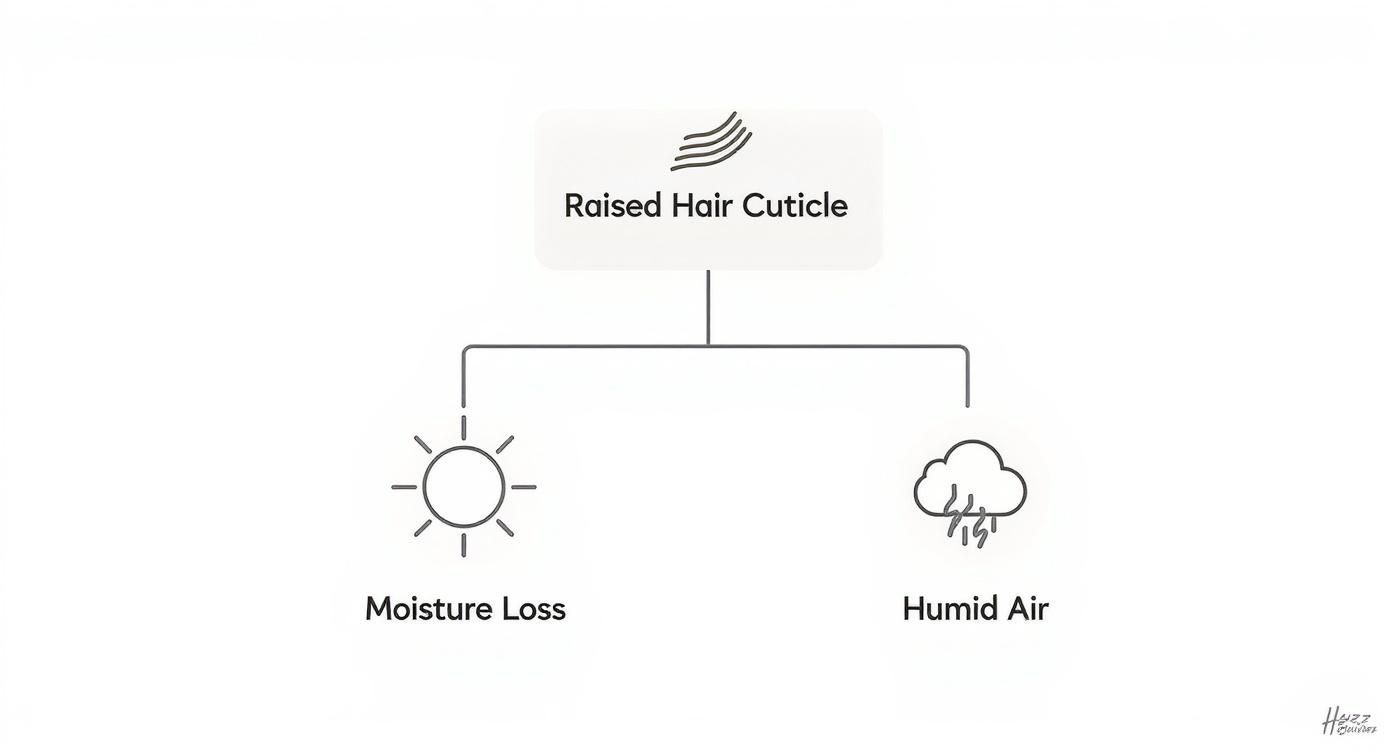 Infographic about how to stop curly hair from frizzing