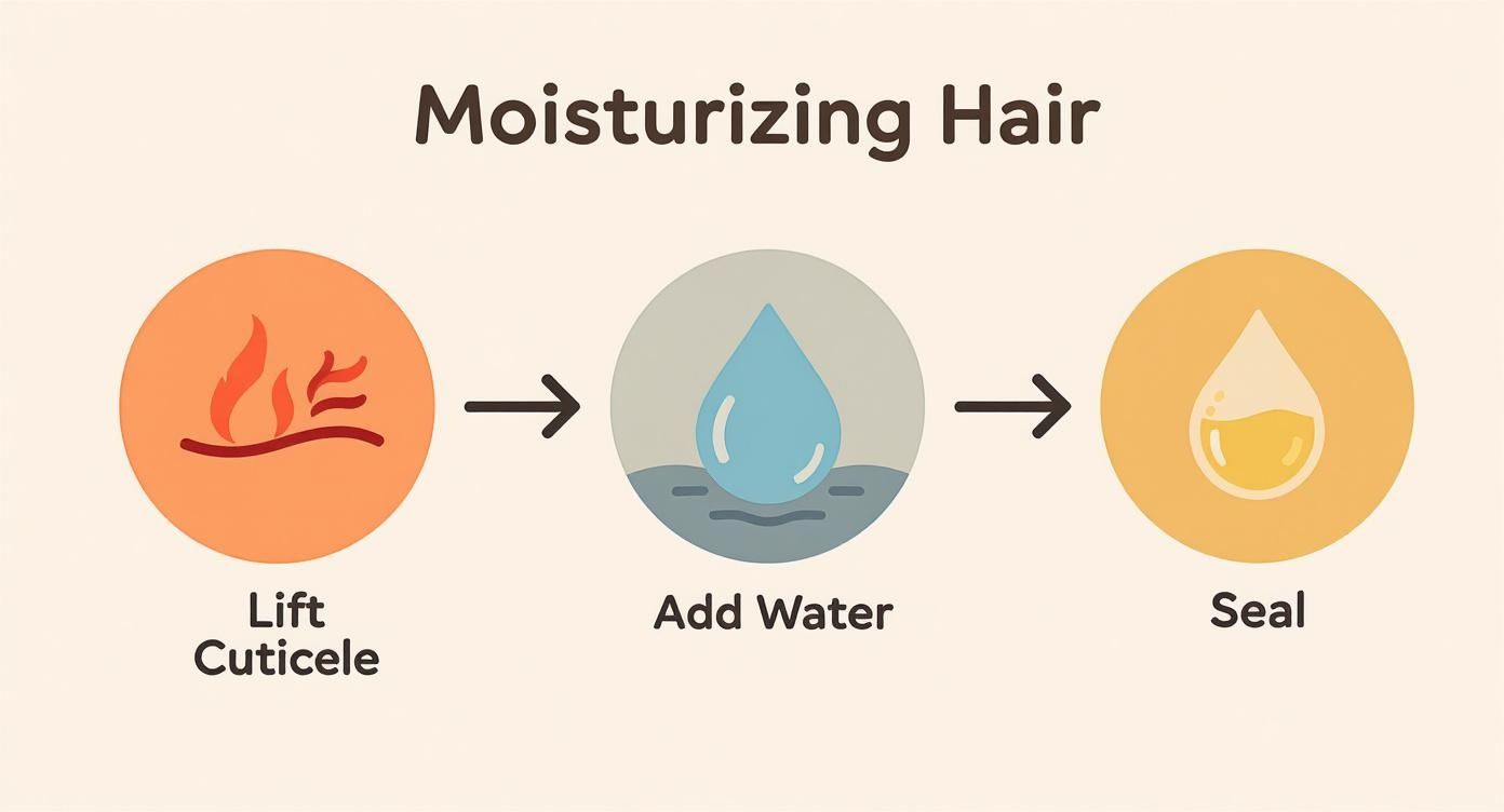 Infographic about how to moisturize low porosity hair
