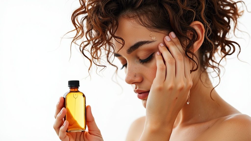 Curly hair being styled to prevent frizz