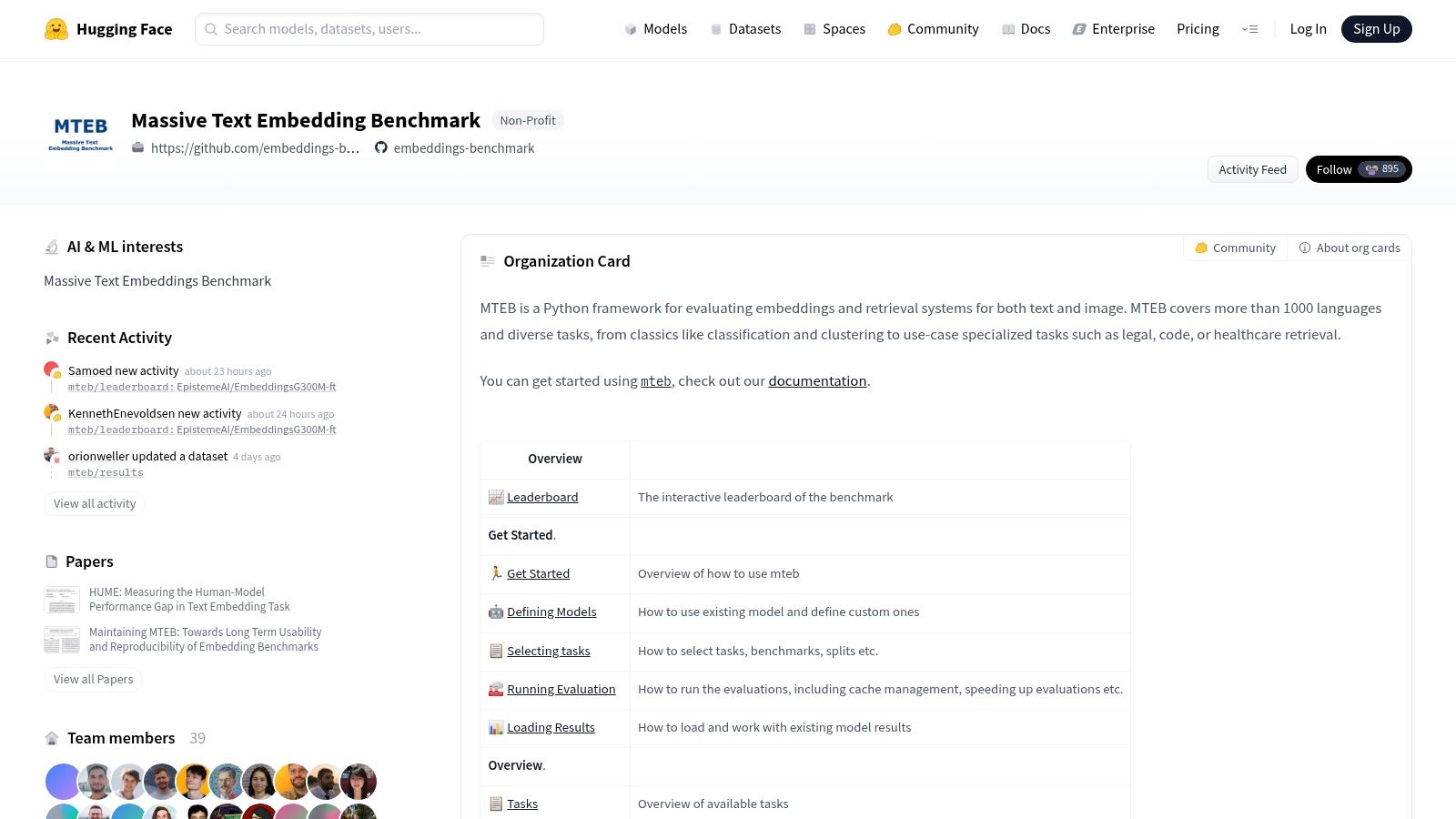 MTEB (Massive Text Embedding Benchmark)