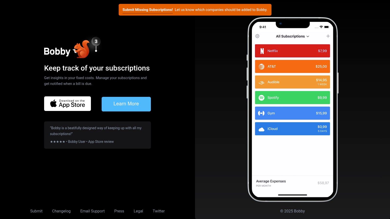 Bobby - Track Subscriptions