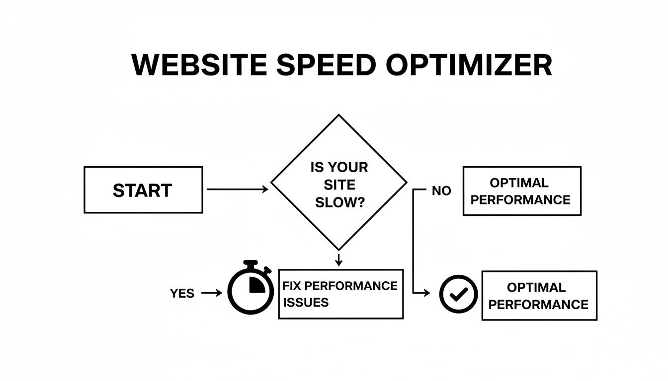 Flowchart illustrating the website speed optimization process from start to optimal performance.