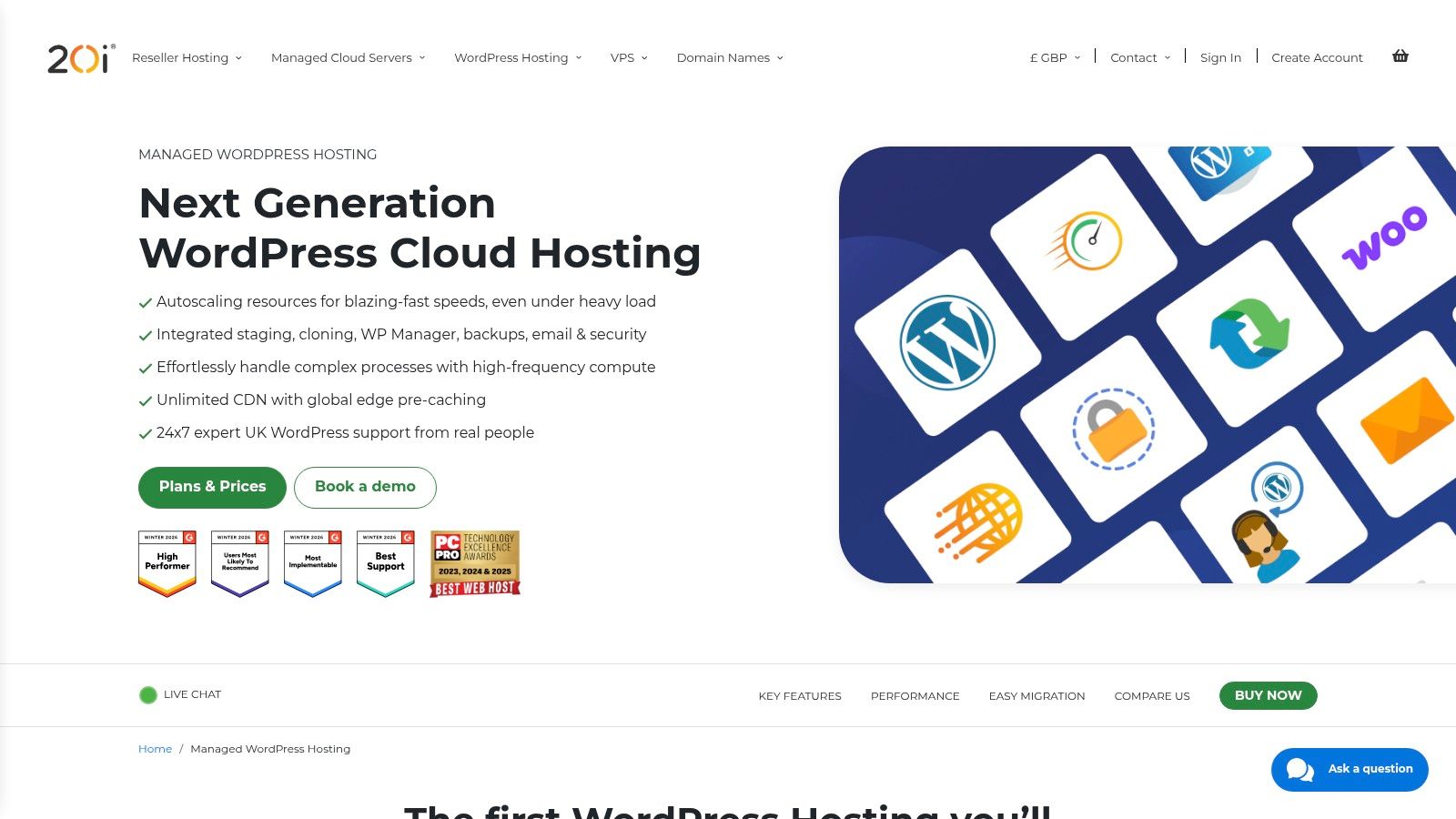 20i's Managed WordPress Hosting plans