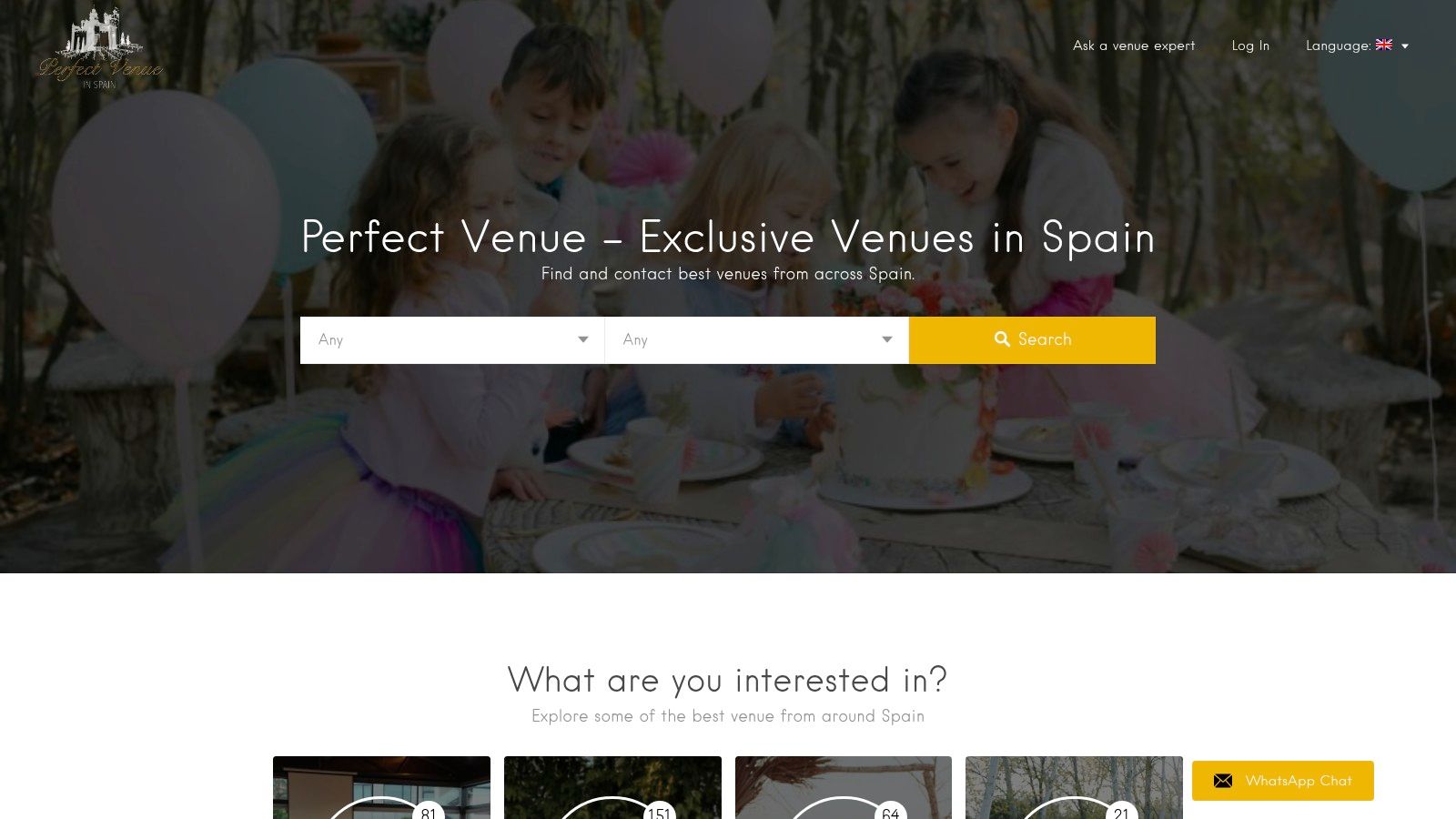 A beautiful outdoor wedding reception setup featured by Perfect Venue Finder, showcasing a luxury wedding venue in Spain.